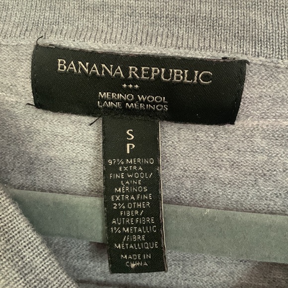 Banana Republic gray/sliver merino extra fine wool long sleeves size s striped - Picture 12 of 12